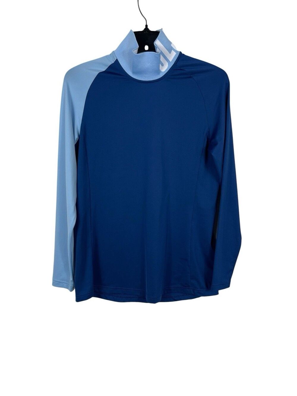 J Lindenberg Clemence Blue Mock Neck Athletic Golf Compression Long Sleeve Top L